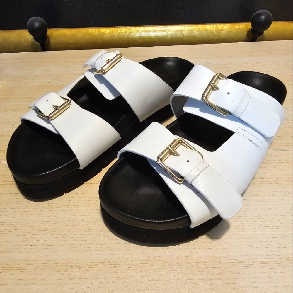Anthropologie leather Grenson slides sz10